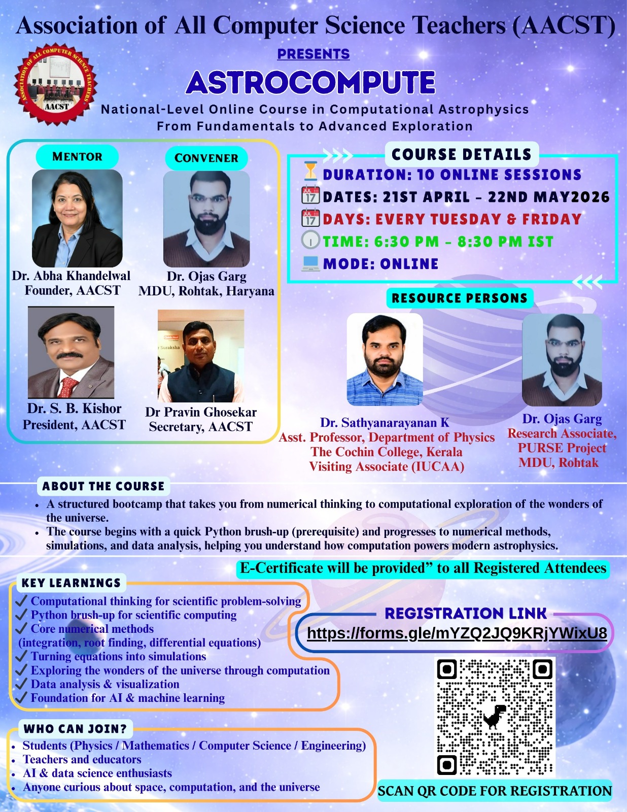 NATIONAL-Level Online Course AstroCompute: Journey into Computational Astrophysics (21 April  2026 to 22 May 2026)